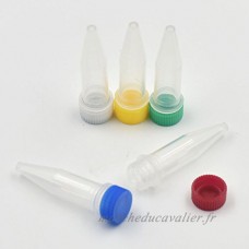 100 pcs 1.5 ml tubes à essai Fiole à vis Cap Lot Joint échantillon Sharp End Plastique 5 Choix de couleur - B01EFF9SEO
